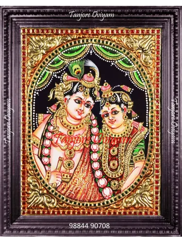 Oval Radha Krishna Tanjore Painting